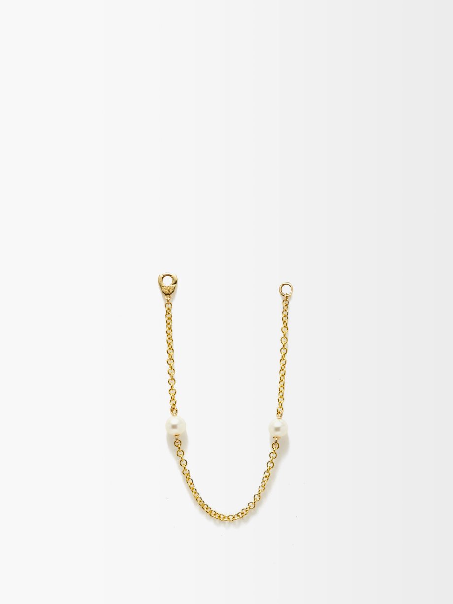 Maria Tash Pearl & 18kt gold chain-link charm
