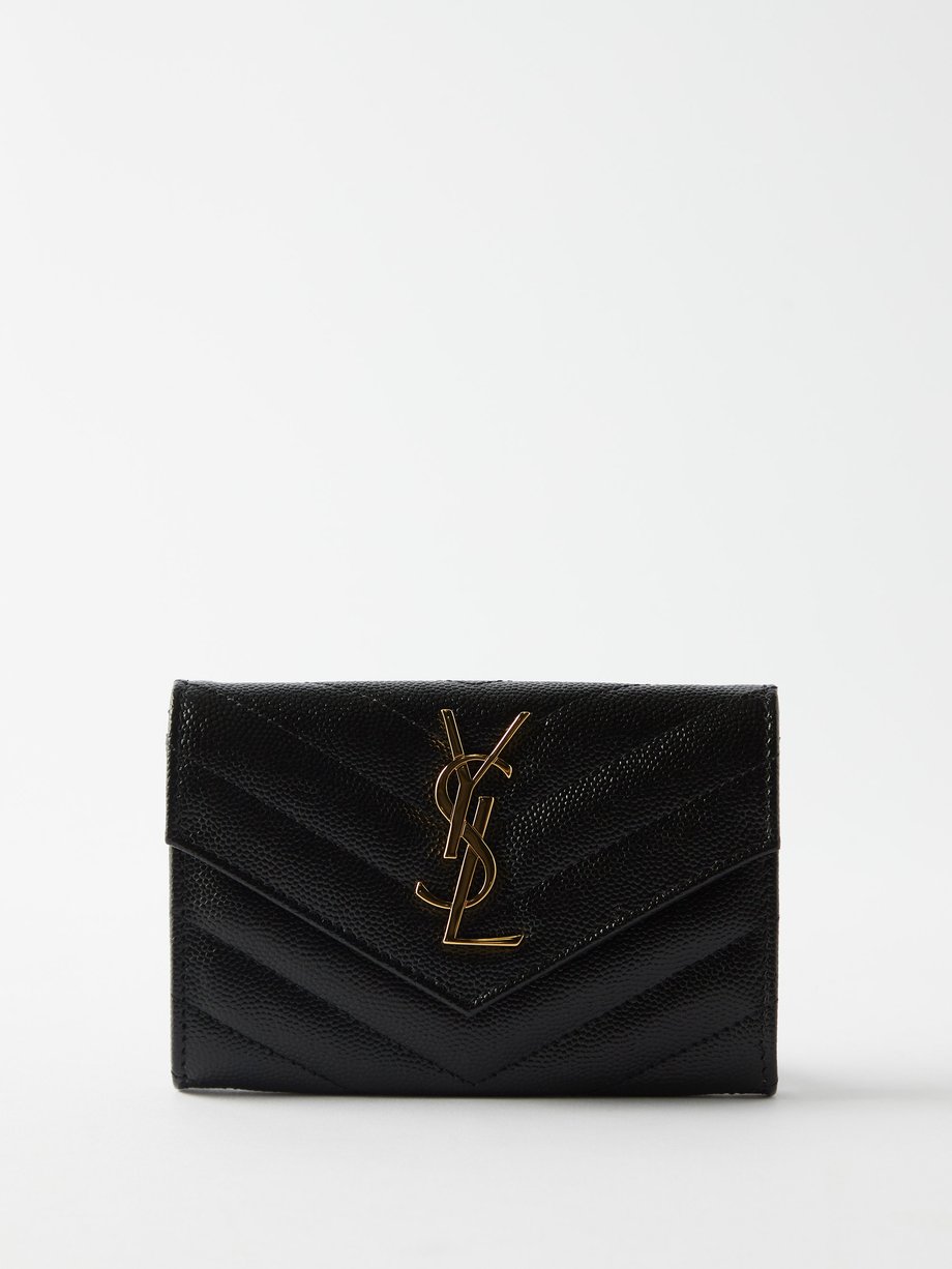 Black YSL quilted-leather key ring pouch | Saint Laurent | MATCHES UK