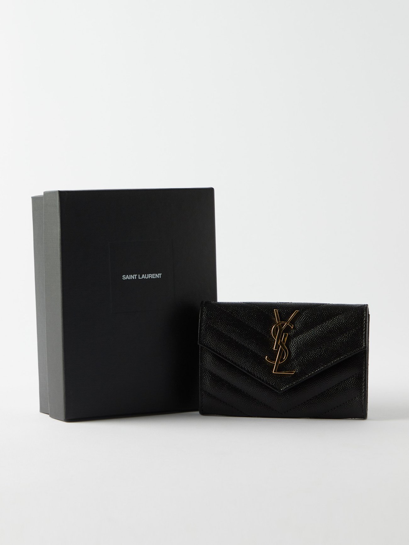 Saint Laurent Le K Ysl-plaque Leather Coin Purse in Black