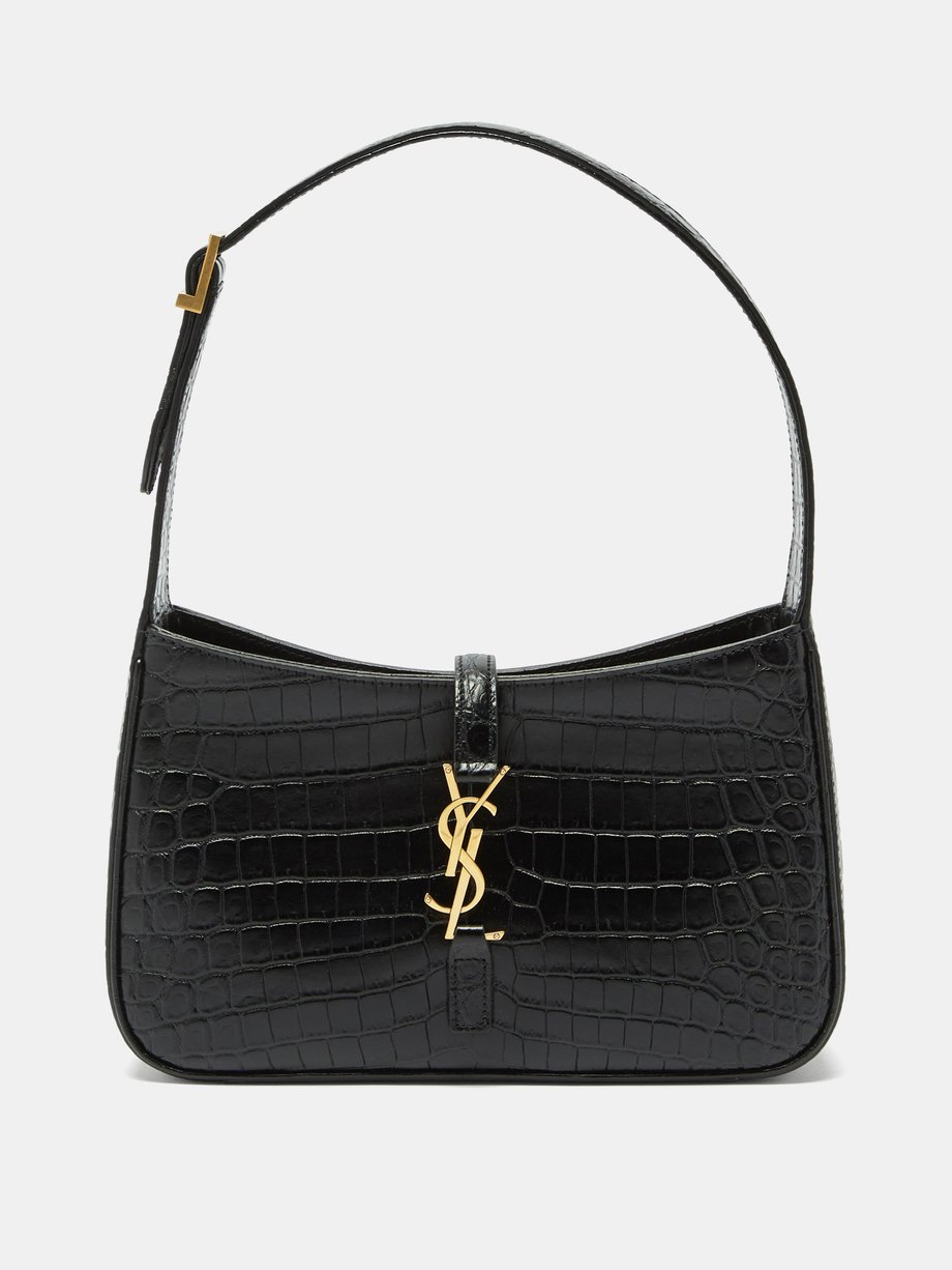 Black Le 5 à 7 crocodile-effect leather shoulder bag | Saint Laurent ...