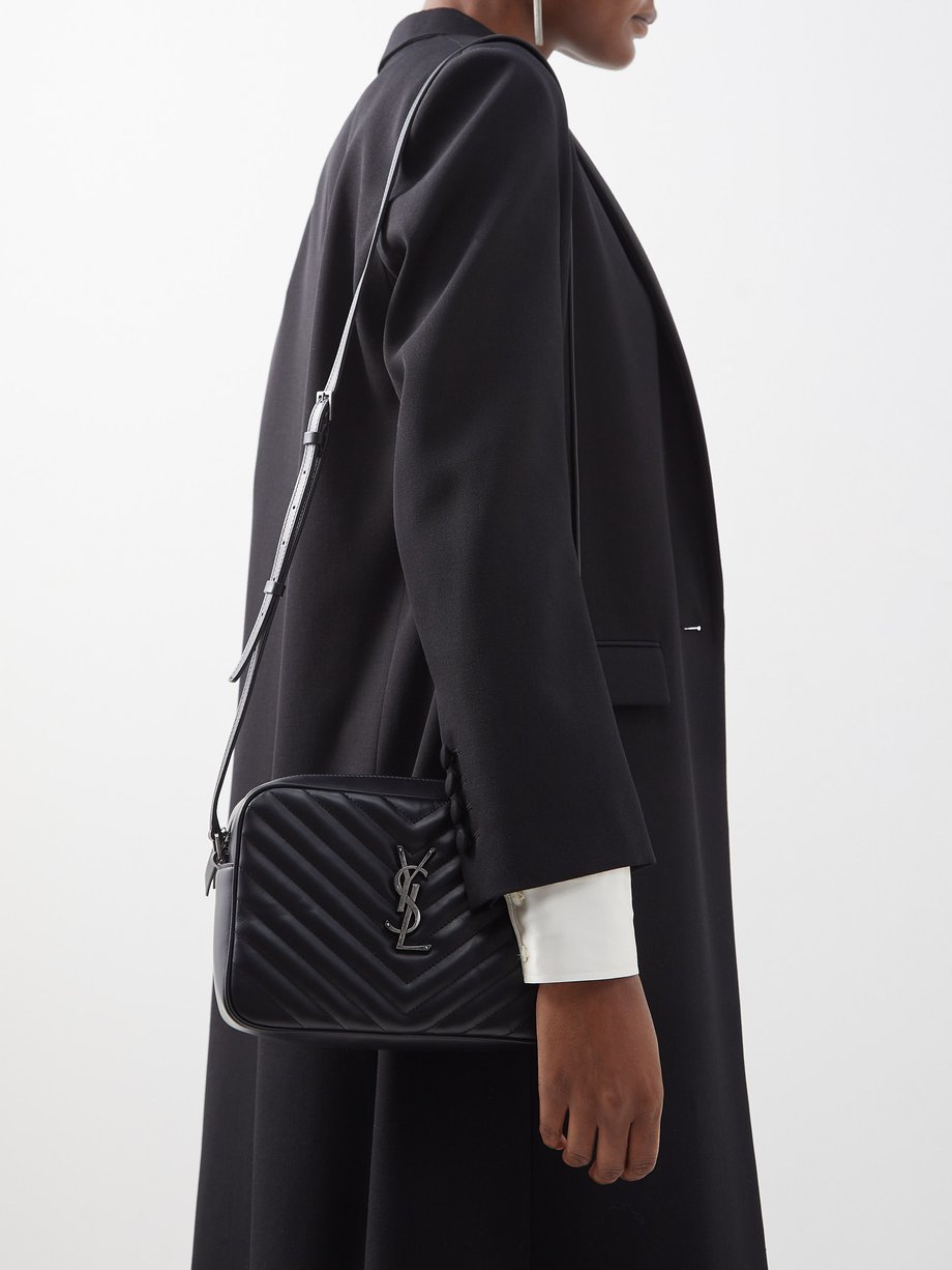 Saint Laurent Lou Medium Ysl-logo Quilted-leather Cross-body Bag In Black