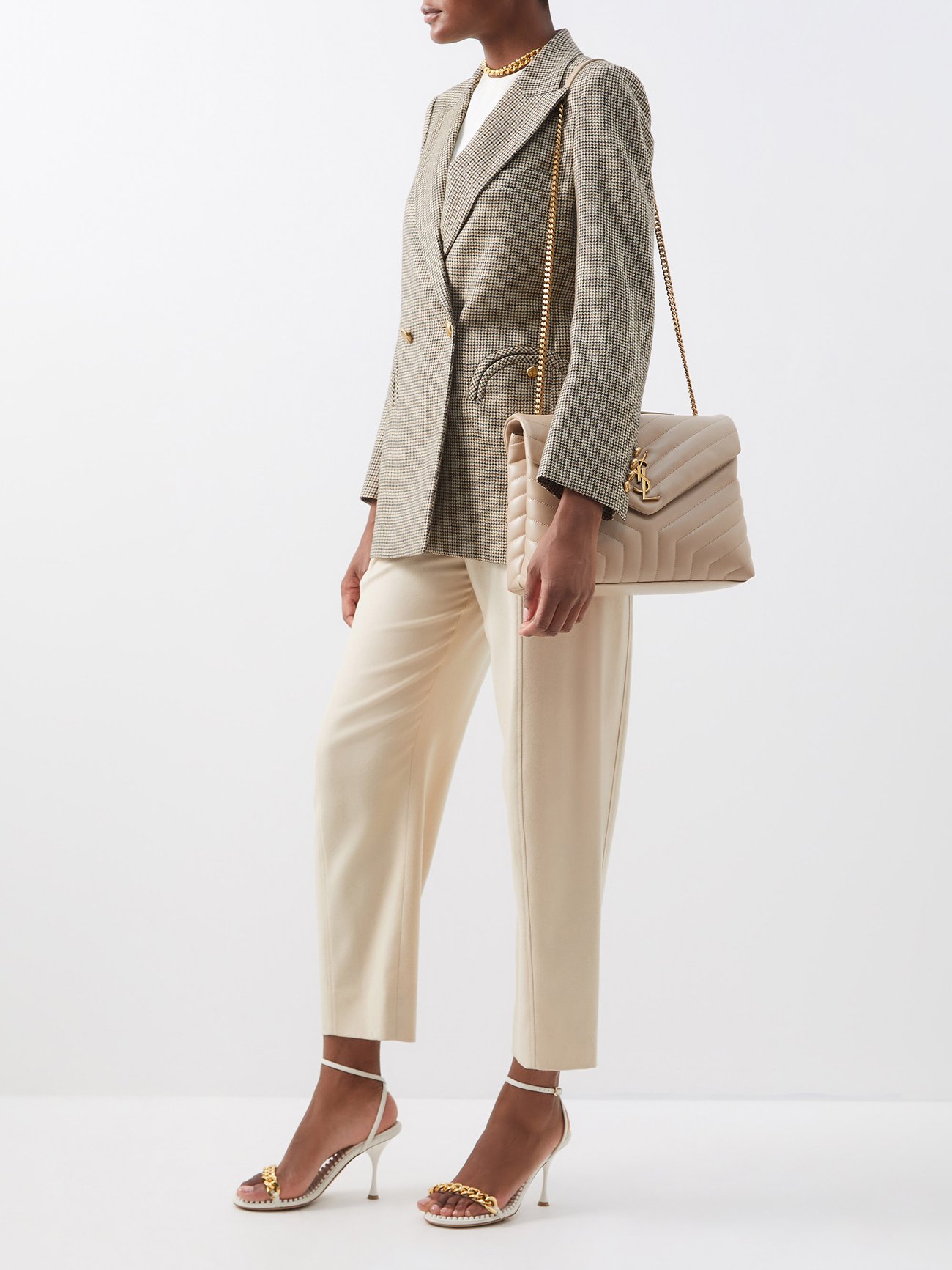 Saint Laurent Loulou Medium Quilted Leather Shoulder Bag - Beige