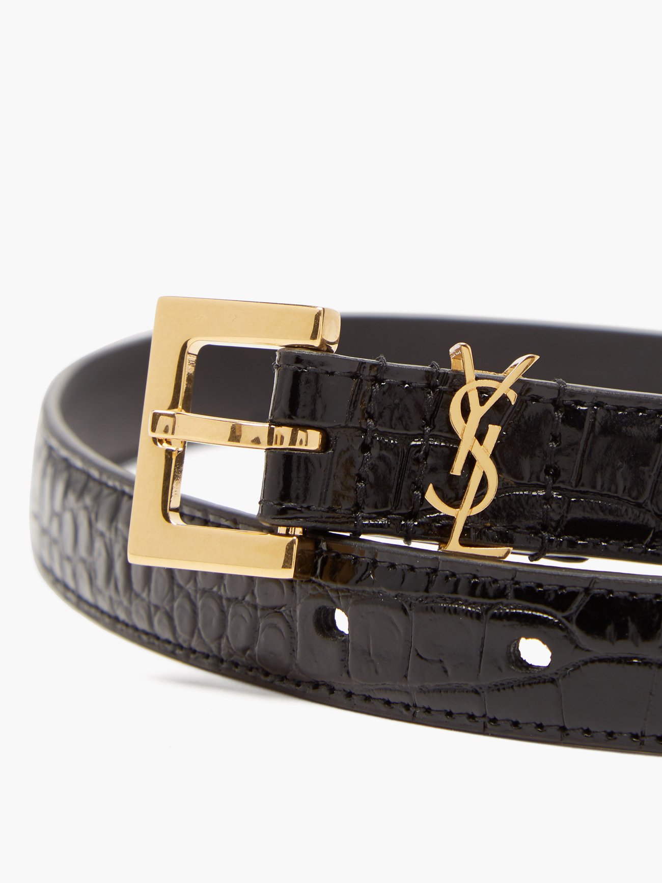 Monogram Patent Leather Belt in Black - Saint Laurent