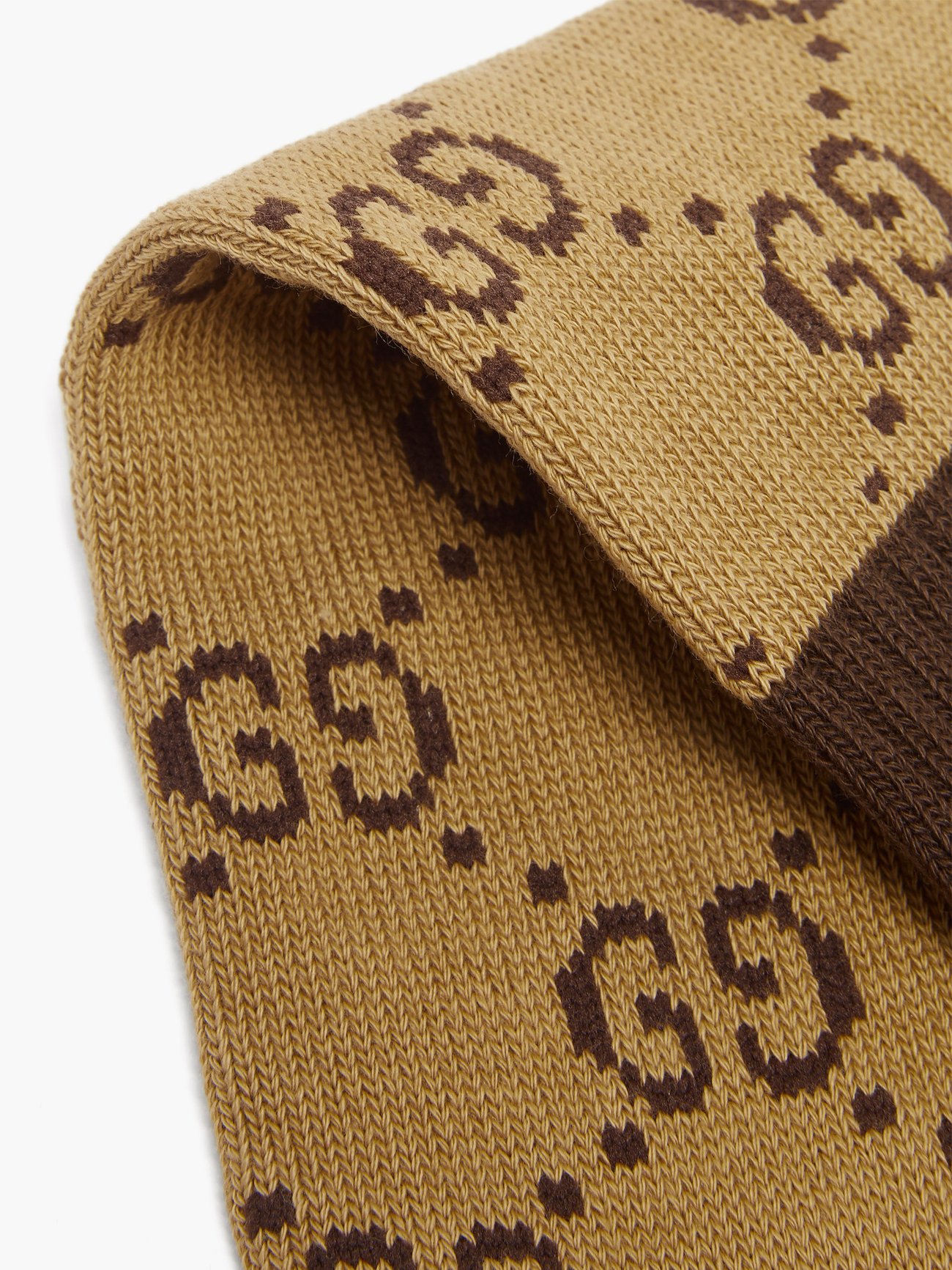 Beige Cotton GG Pattern Blend Socks