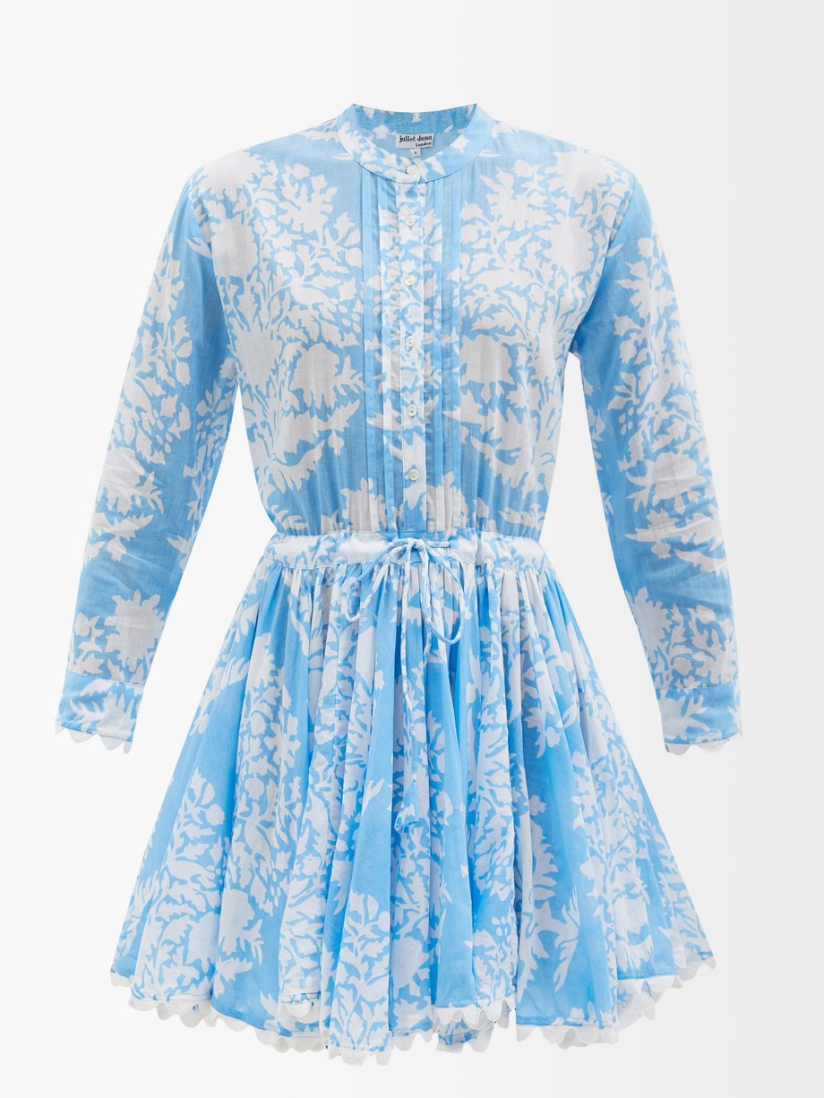 Blue Palladioprint cotton mini dress Juliet Dunn MATCHESFASHION AU