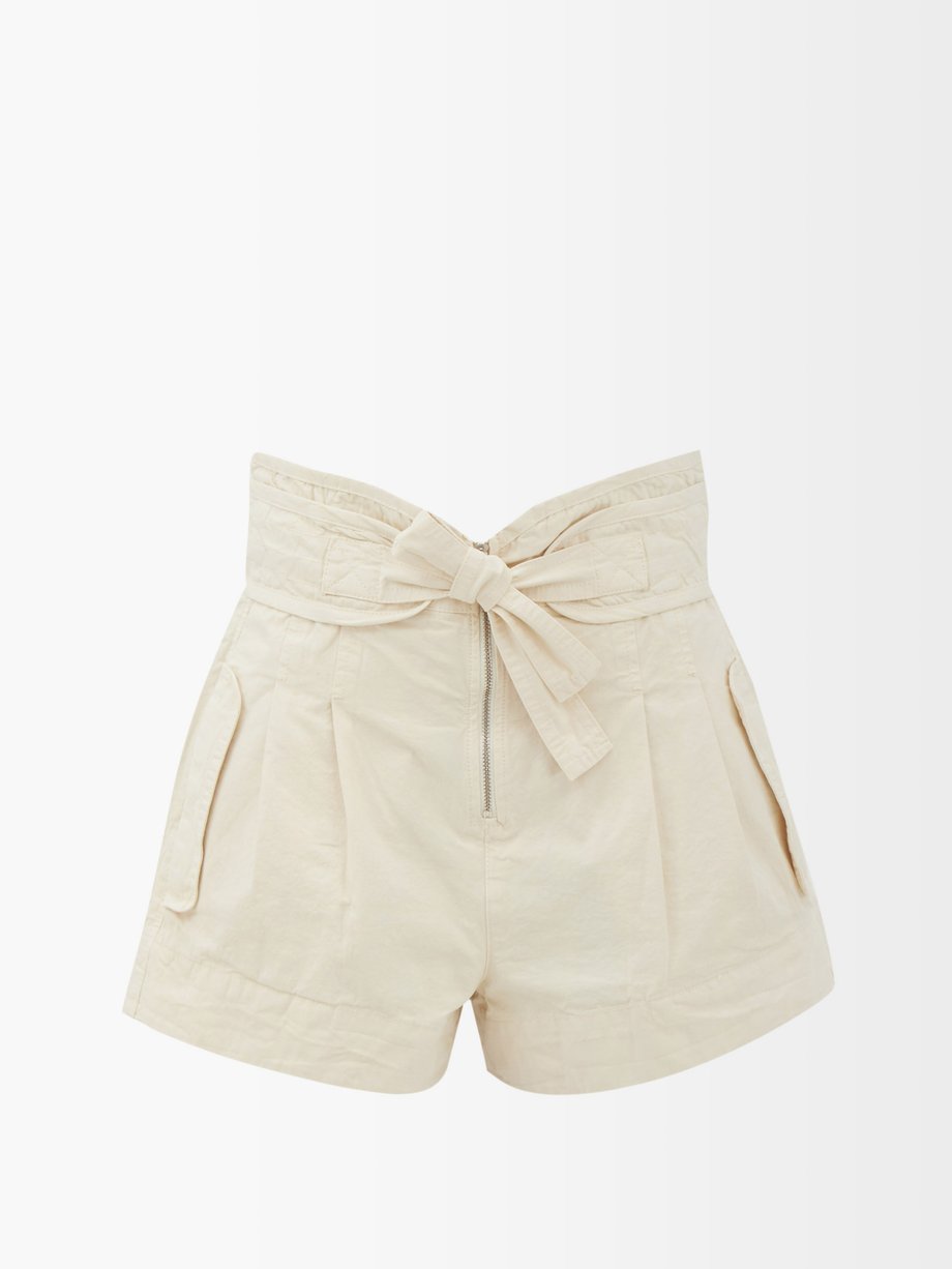 Neutral Suri tie-waist cotton-canvas shorts | Sea | MATCHESFASHION US
