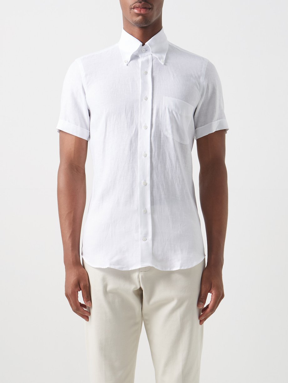 White Button-down linen-voile shirt | Thom Sweeney | MATCHESFASHION UK