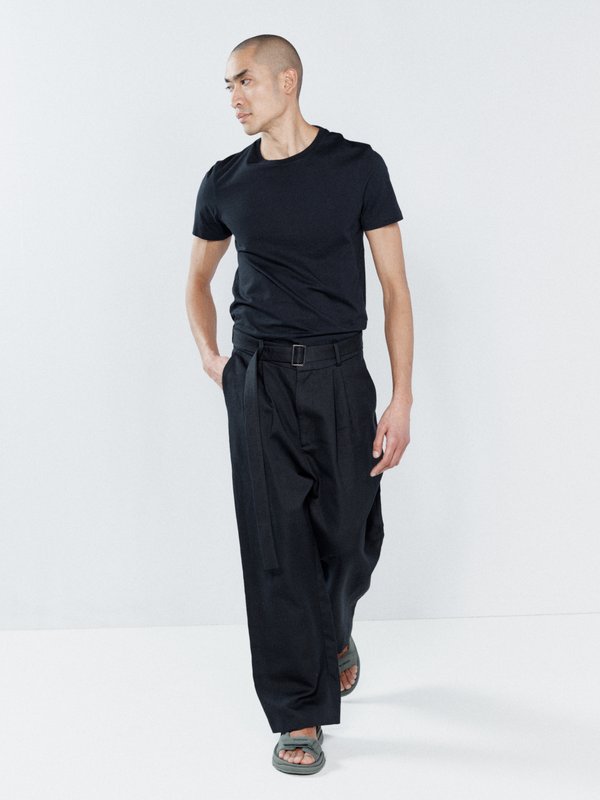 Raey Fluid wide-leg cotton-blend trousers