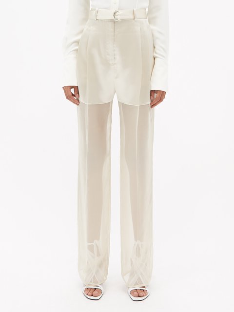 White Satin and chiffon wide-leg trousers | Peter Do | MATCHES UK