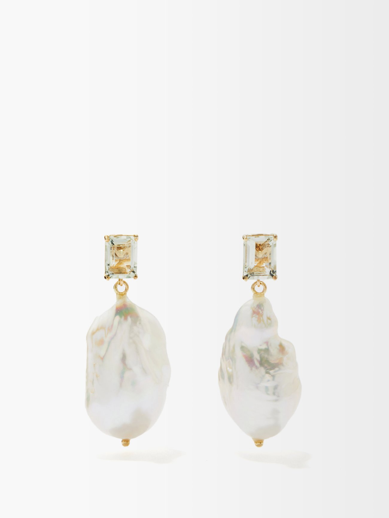 Gold Amethyst, baroque pearl & 14kt gold earrings | Mateo | MATCHES UK