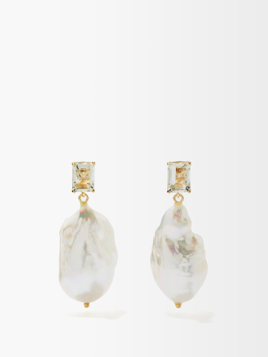 Mateo Amethyst, baroque pearl & 14kt gold earrings