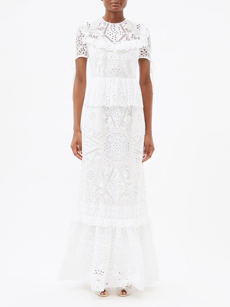 White Alda cotton-blend broderie anglaise gown | Erdem | MATCHES UK