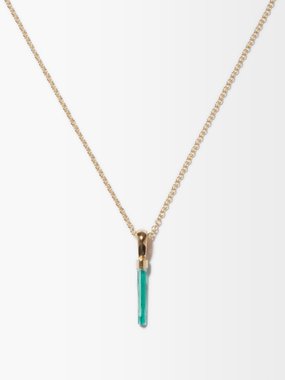 AZLEE Petit emerald & 18kt gold necklace
