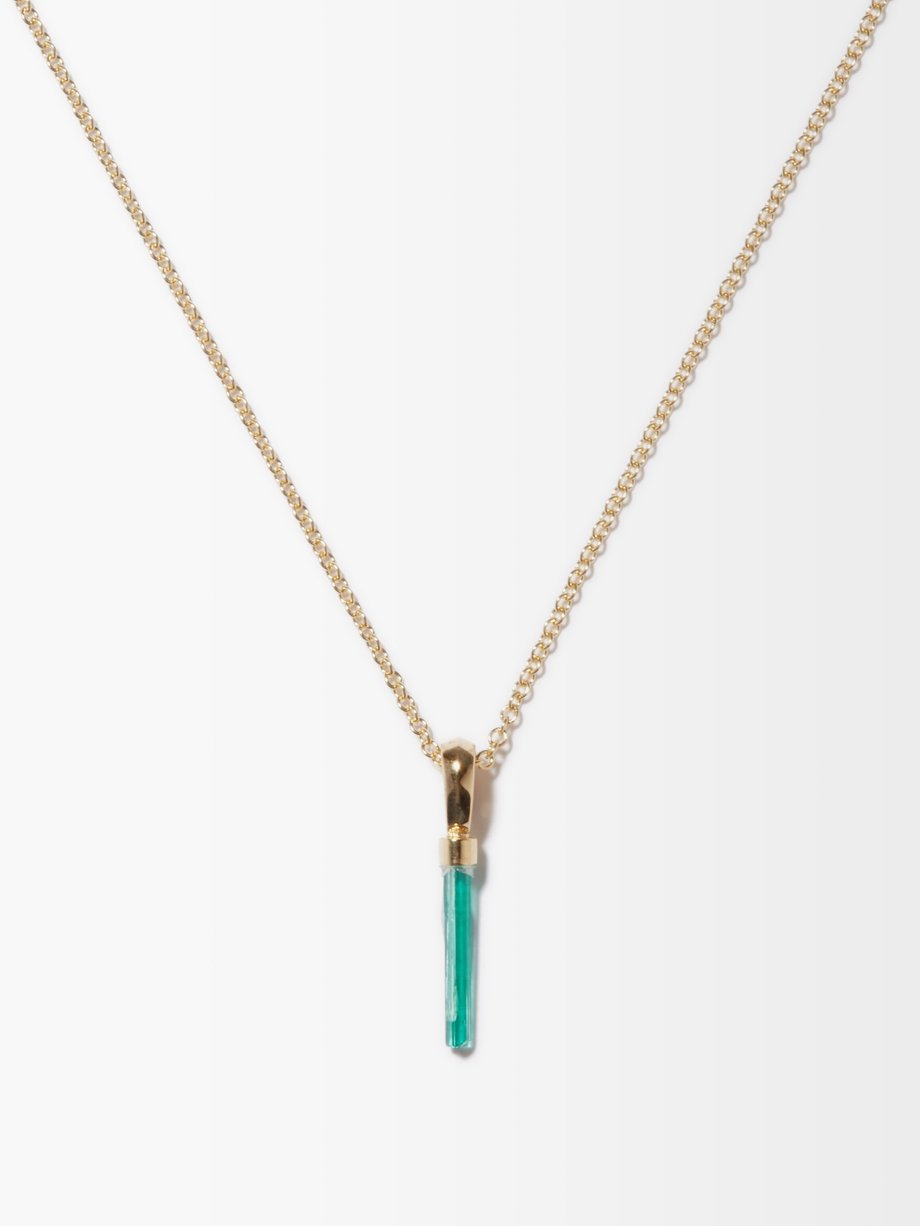 AZLEE Petit emerald & 18kt gold necklace