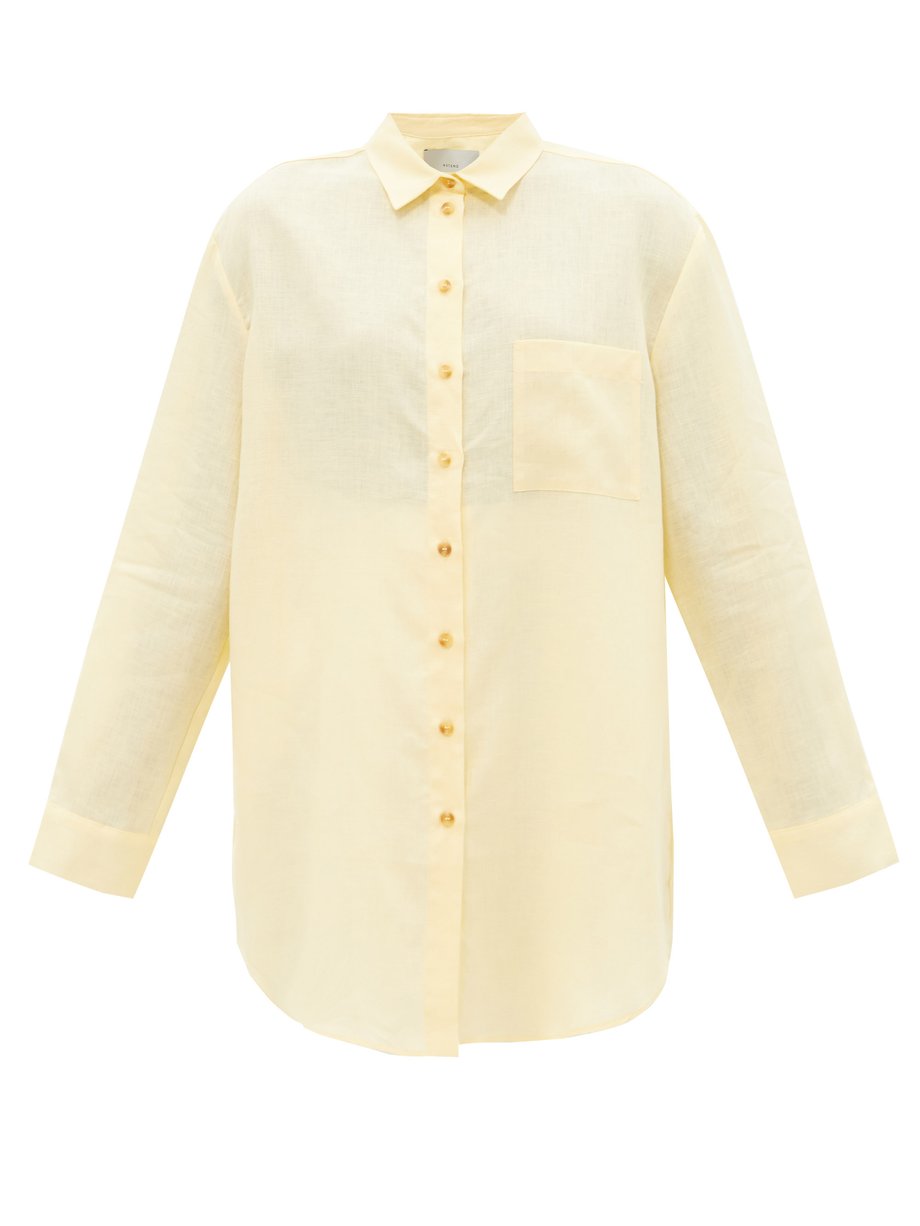Yellow Formentera organic-linen voile shirt | Asceno | MATCHESFASHION US