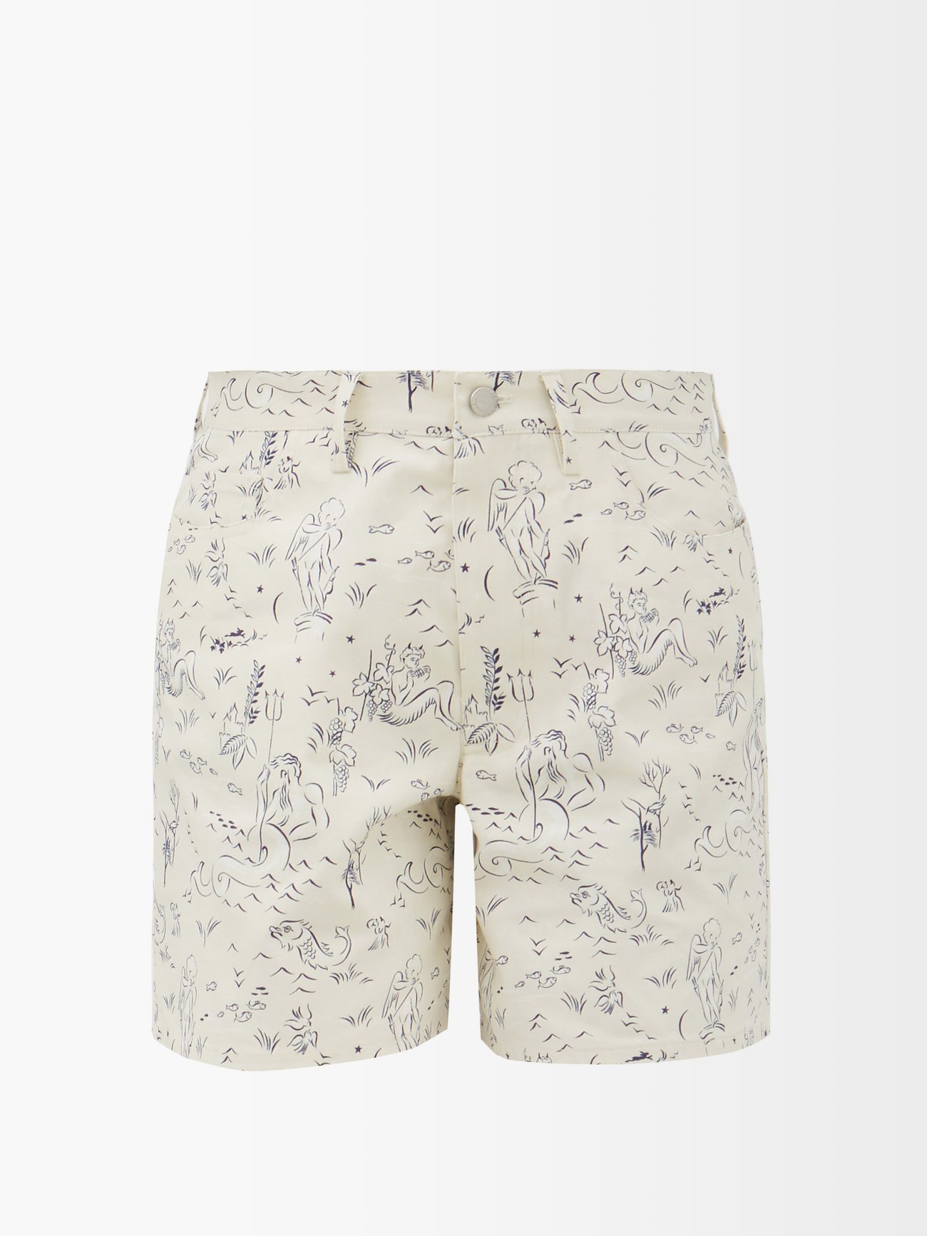 Hector Sea Gods-print cotton-poplin shorts