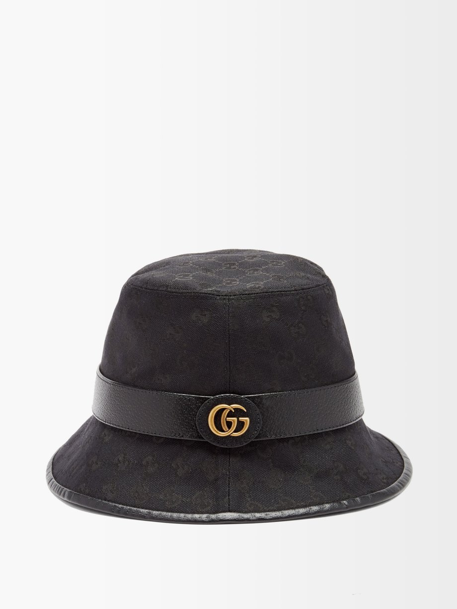 Gucci GG-monogram leather-trim bucket hat