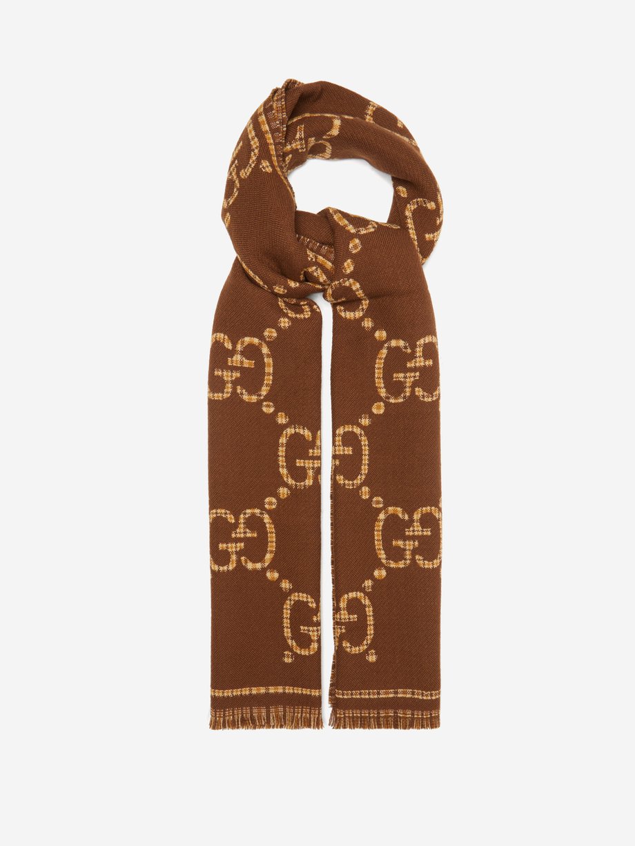 Gucci Logo-jacquard wool-twill scarf