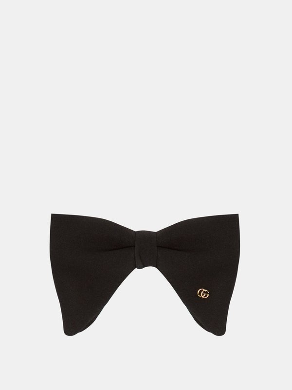 Black GG-plaque silk bow tie | Gucci | MATCHES UK
