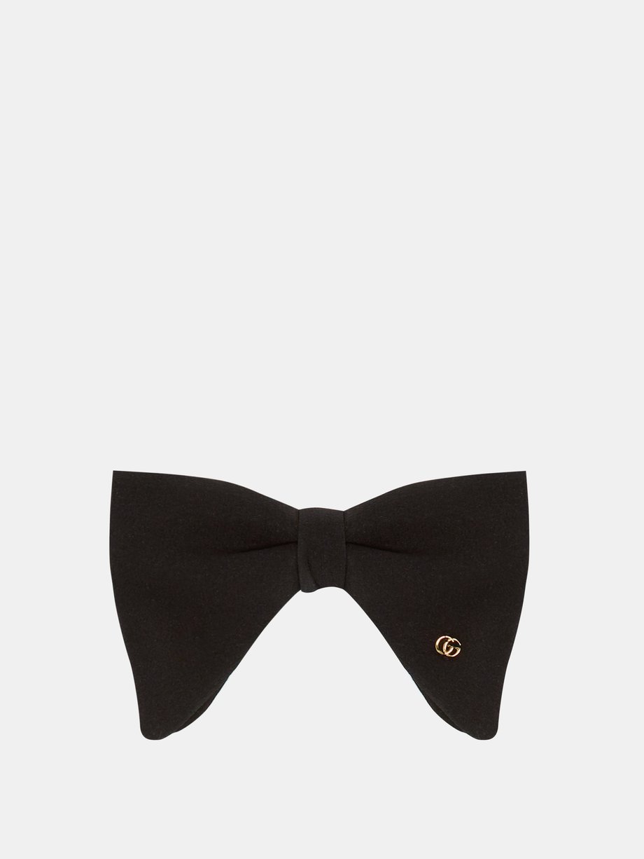 Gucci Gg Silk Bow Tie In Black