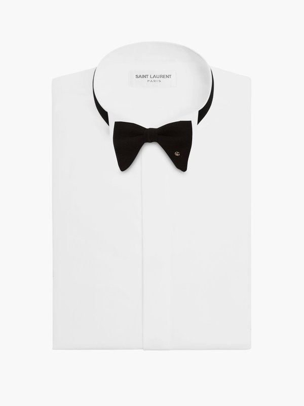 Black GG-plaque silk bow tie, Gucci