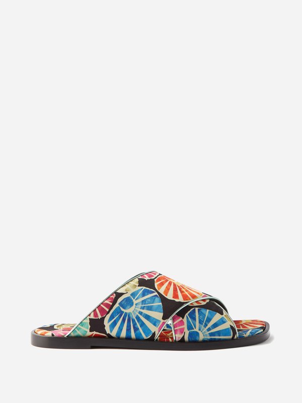 La DoubleJ Floral-print satin sandals