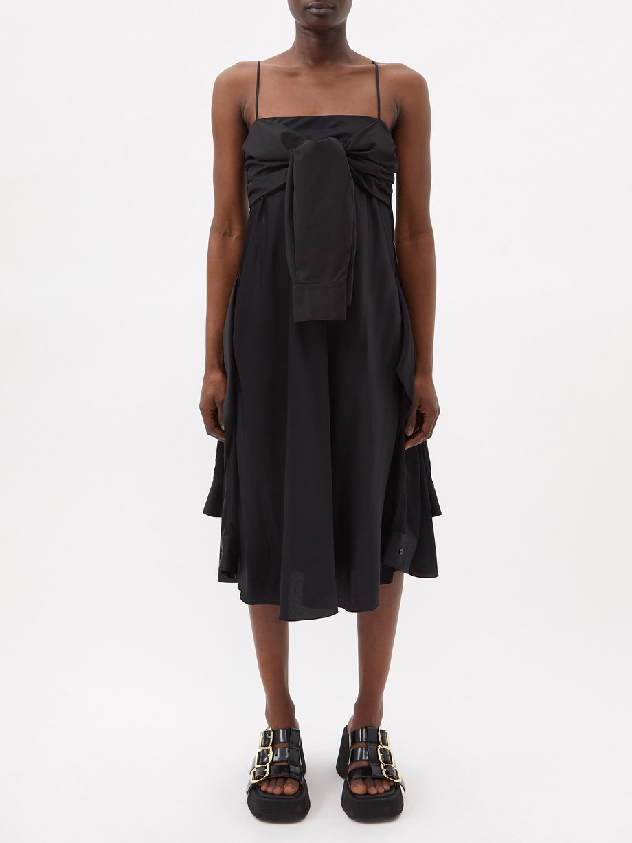 Black Knotted crepe midi dress | MM6 Maison Margiela | MATCHESFASHION US