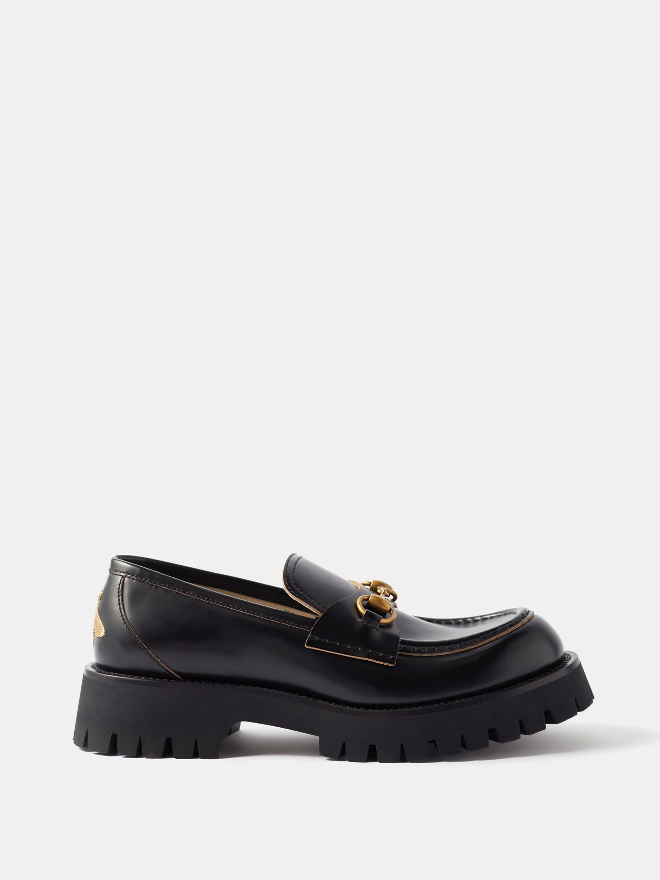 Black Horsebit leather chunky loafers | Gucci MATCHESFASHION US