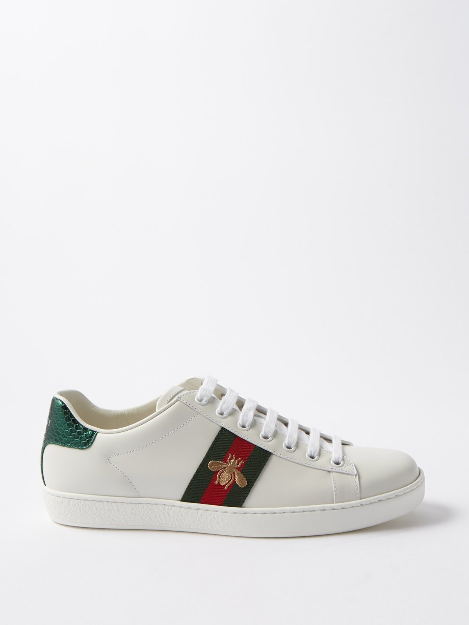 White Ace Web stripe leather trainers | Gucci | MATCHES UK