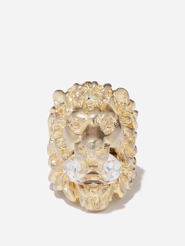 Gucci Lion crystal-embellished ring