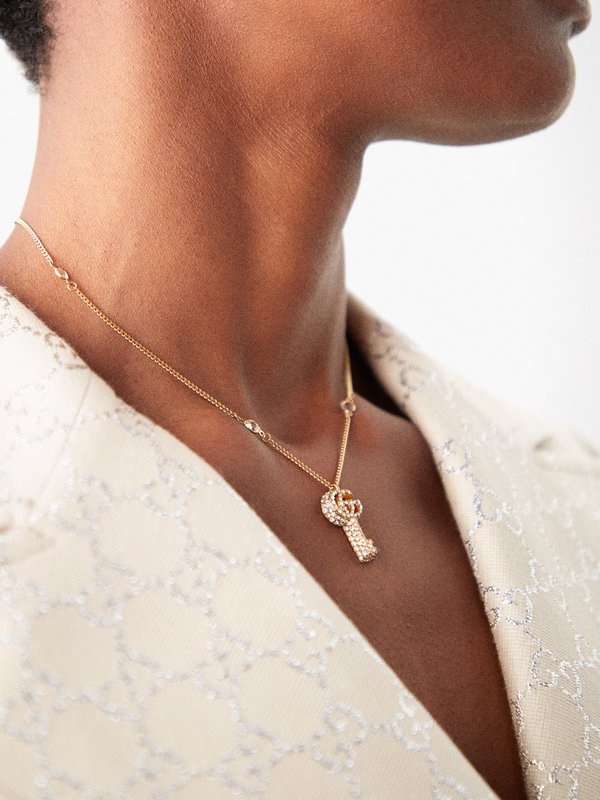 Gucci GG-key crystal-embellished necklace