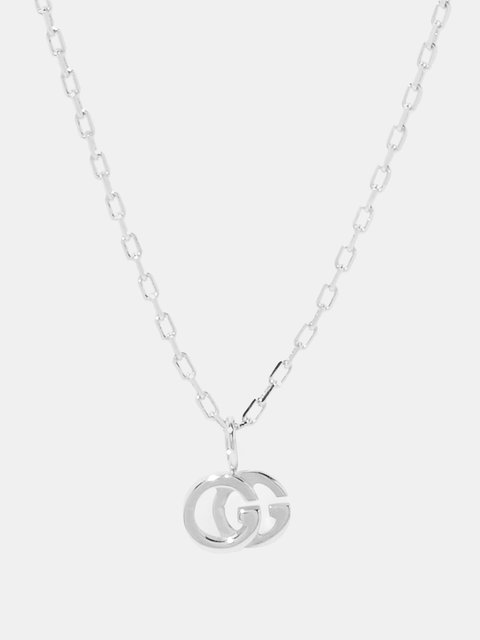 Gucci GG Running Necklace In 18kt White Gold With GG Monogram Pendant | Lyst