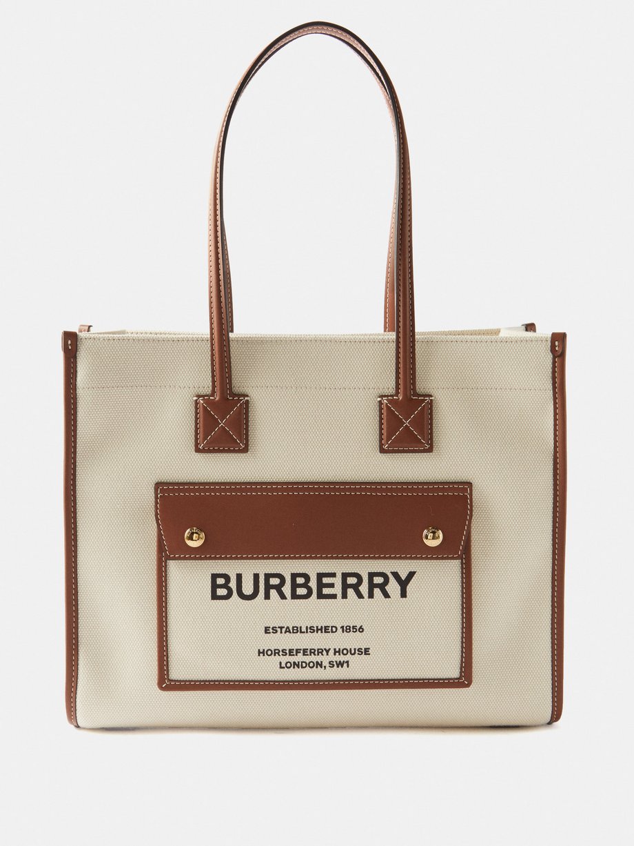 Neutral Pocket small canvas tote bag, Burberry