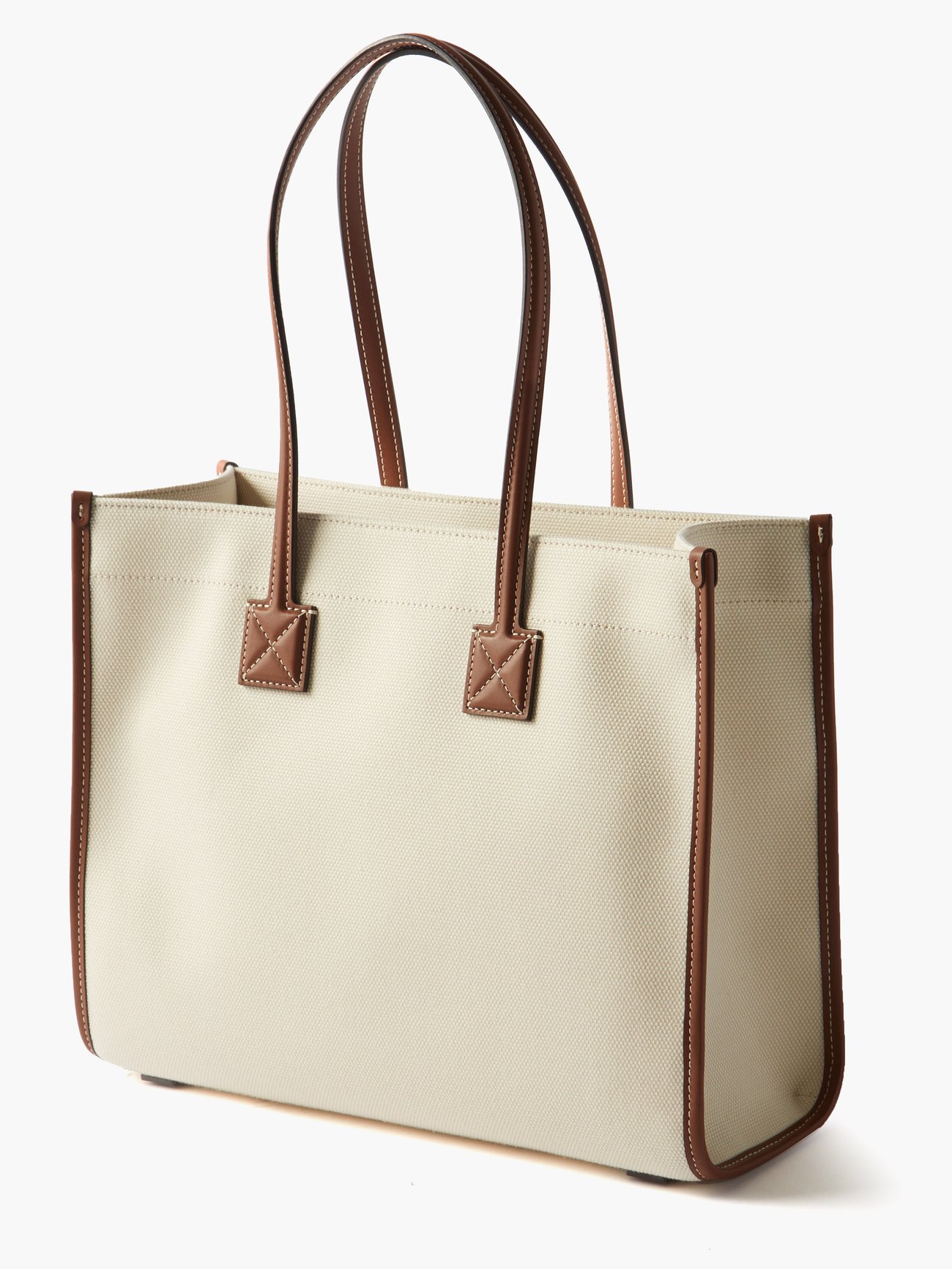 Burberry Neutrals Leather-trimmed Canvas Bucket Bag