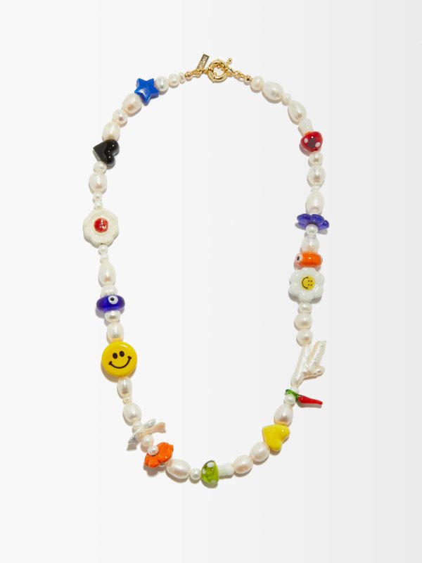 éliou Dan pearl, glass & gold-plated necklace