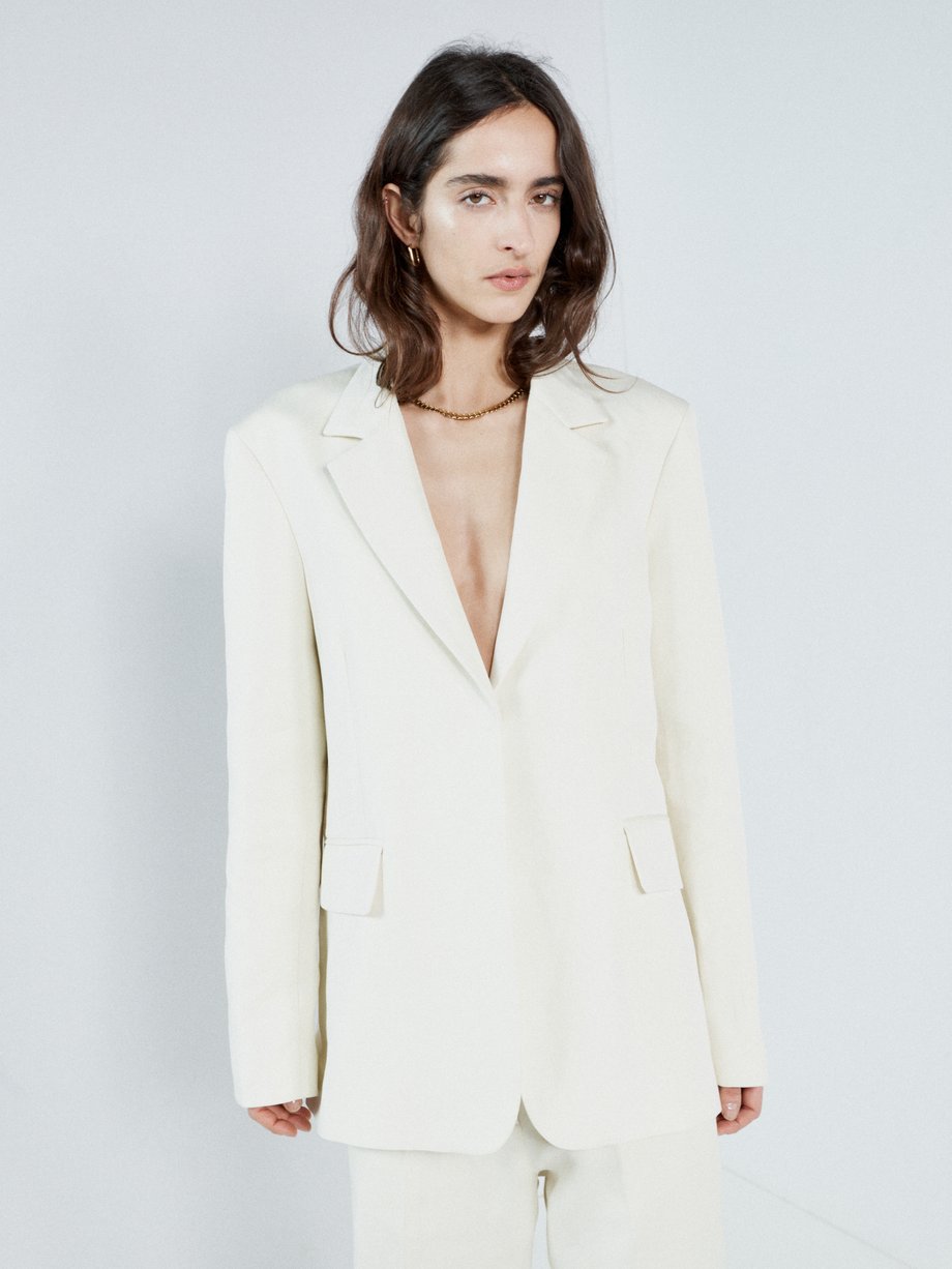 White Relaxed ramie and cotton-blend suit jacket | Raey | MATCHESFASHION UK