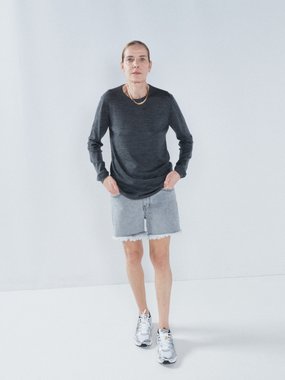 Raey Comet mid-rise long organic-cotton denim shorts