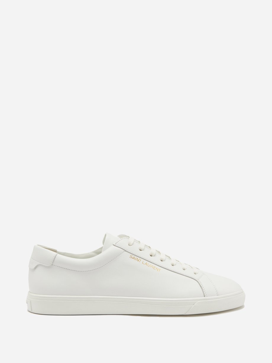 White Andy foiled-logo leather trainers | Saint Laurent | MATCHES UK