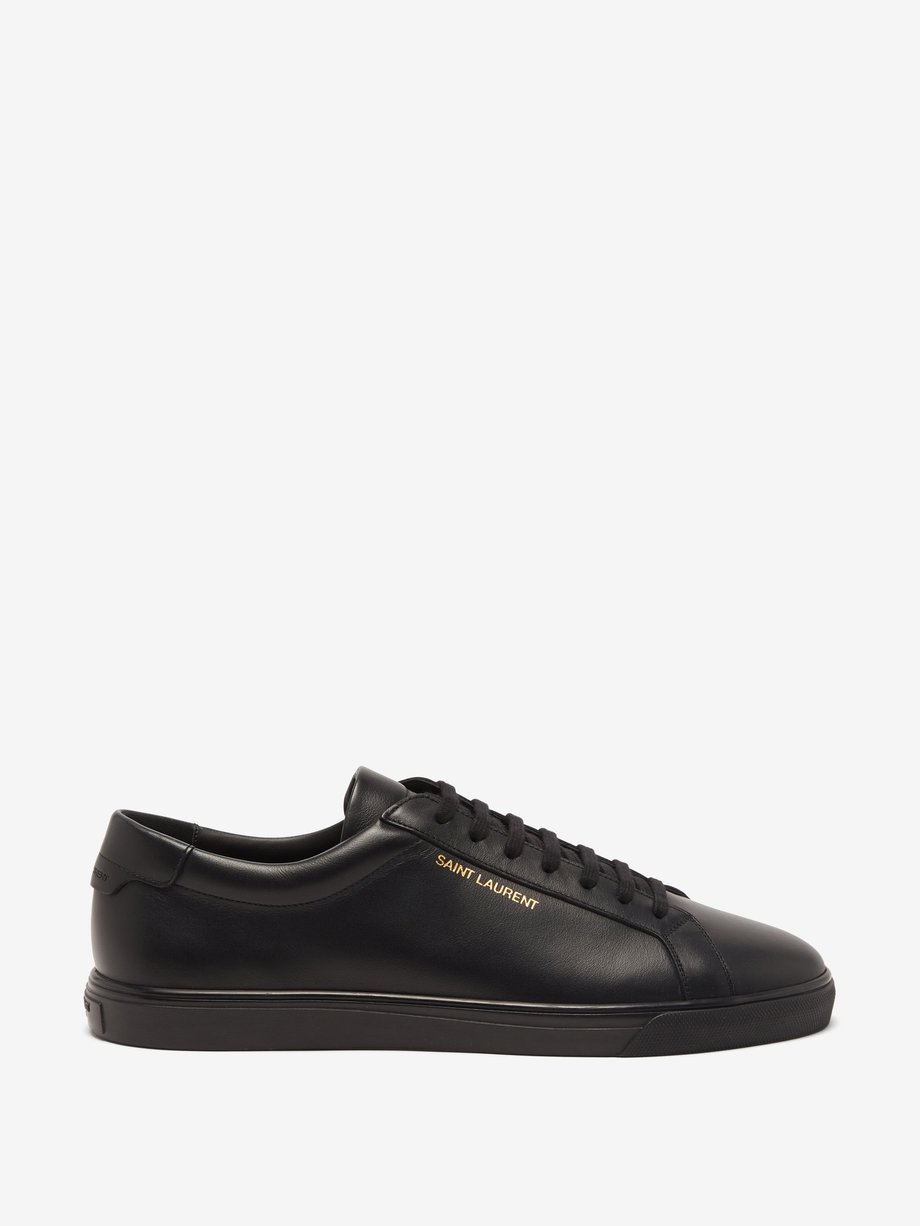 Saint Laurent Andy foiled-logo leather trainers