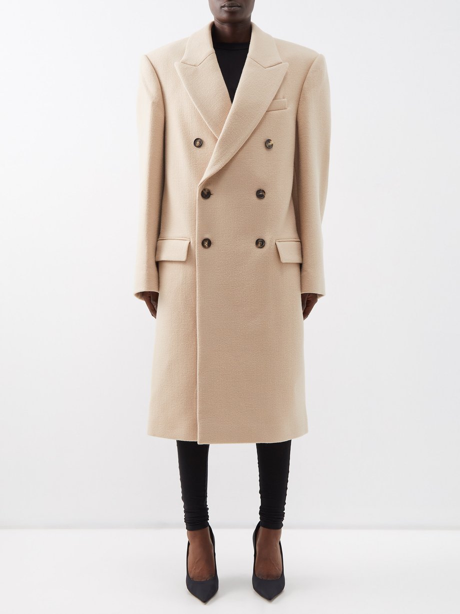 Beige X Hailey Bieber double-breasted wool coat | WARDROBE.NYC | MATCHES UK