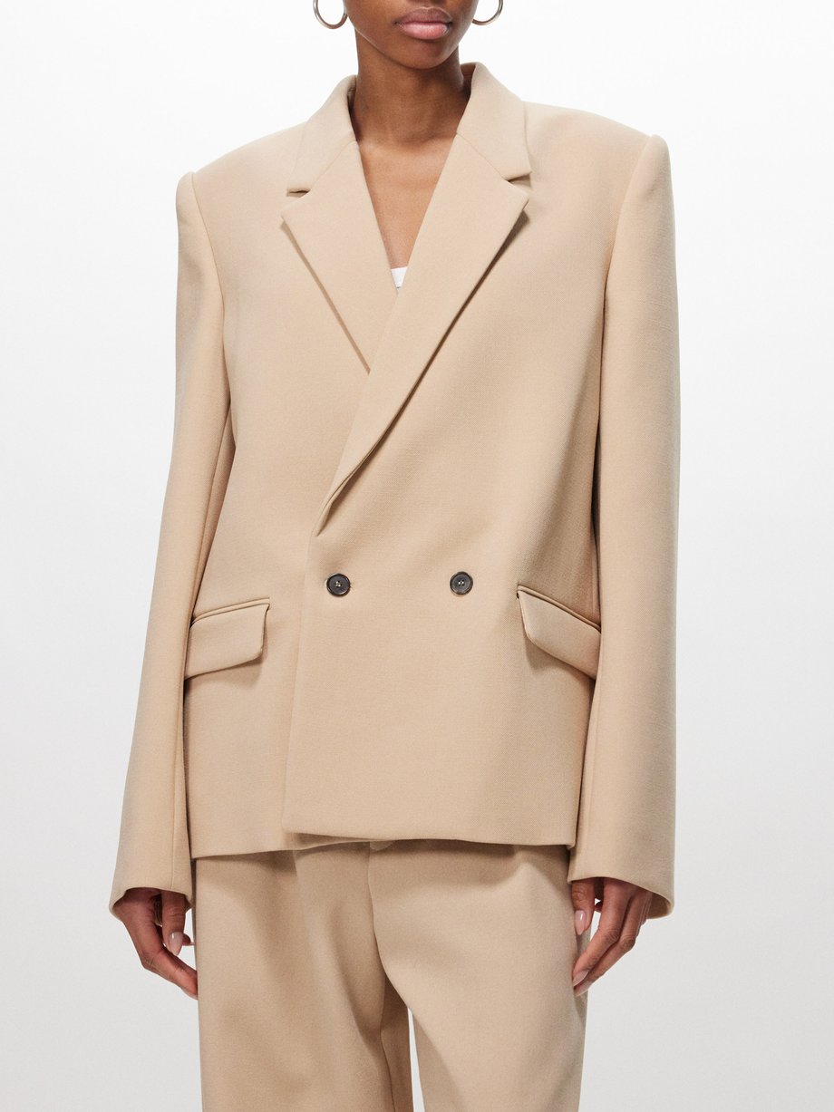 Double-breasted wool coat in beige - Wardrobe NYC