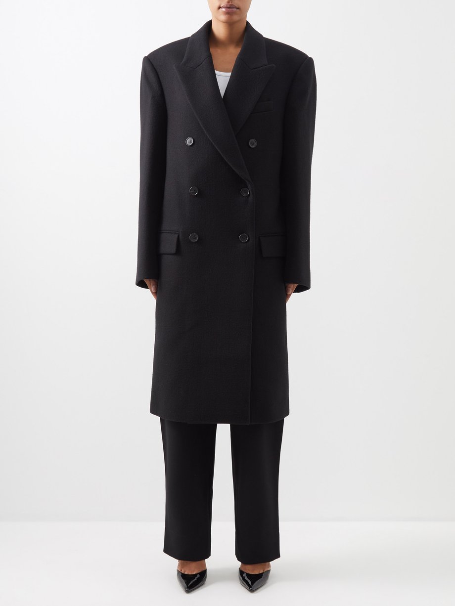 Black X Hailey Bieber double-breasted wool coat | WARDROBE.NYC | MATCHES UK