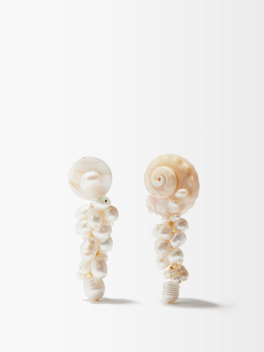 Anita Berisha Mermaid pearl, shell & 14kt gold-plated earrings