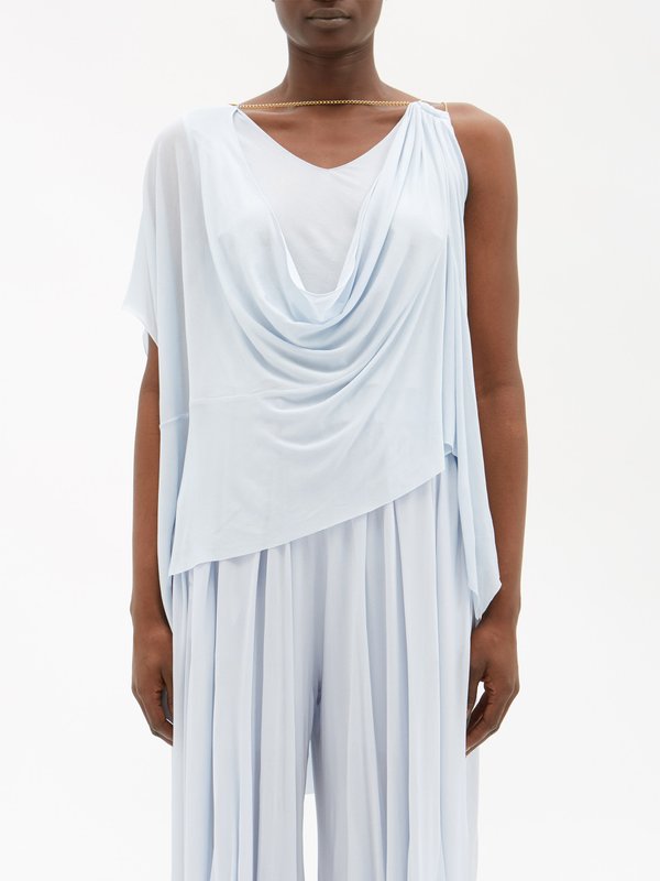 Blue Chain-embellished draped-jersey top | LOEWE | MATCHES UK