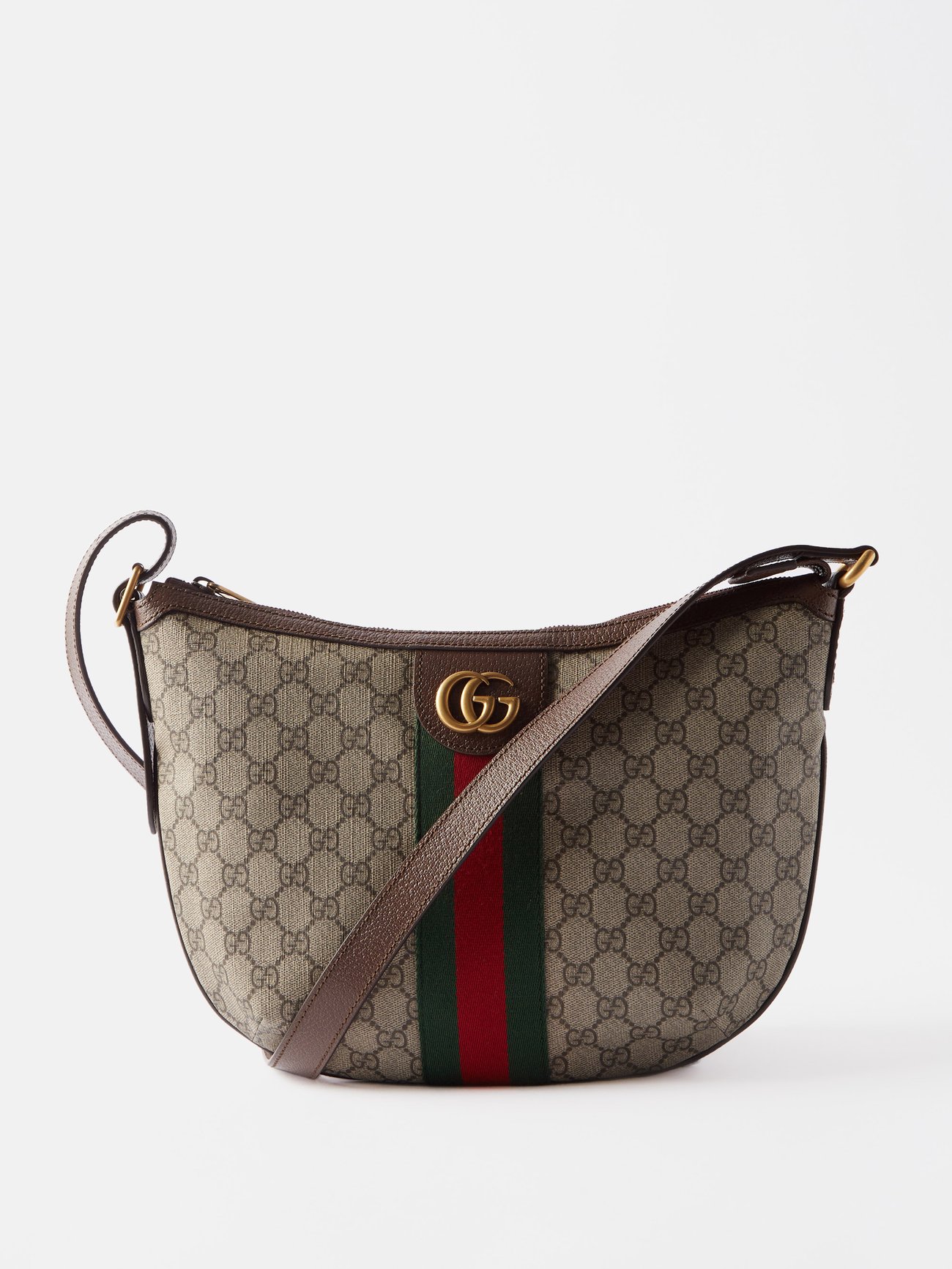Neutral Ophidia GG-Supreme canvas and leather shoulder bag | Gucci ...