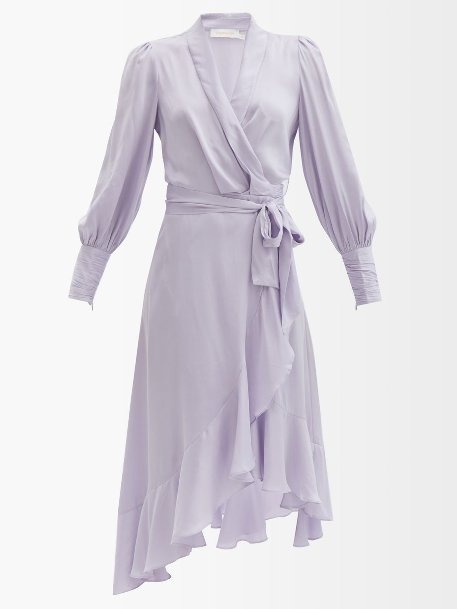Zimmermann Tie-waist silk-crepe wrap midi dress