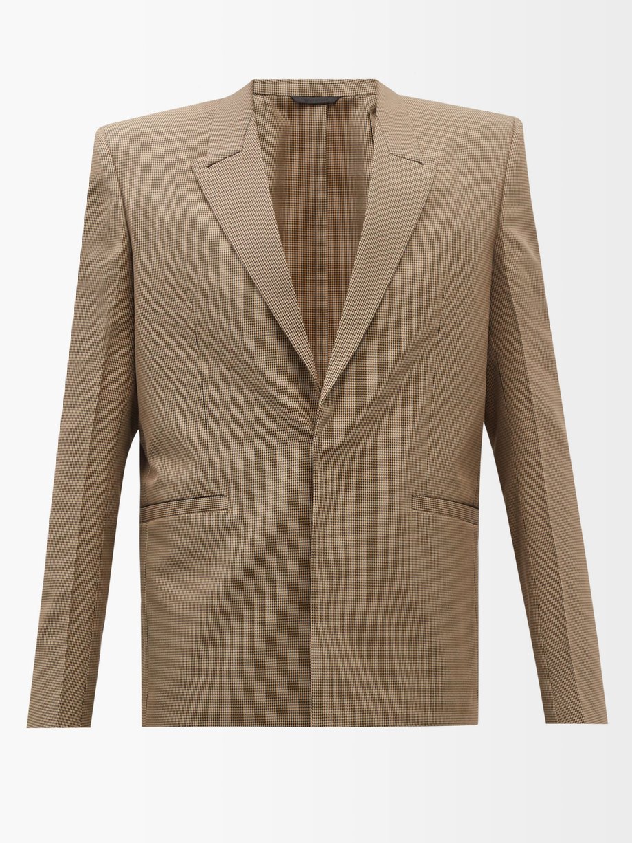 Brown Oversized-shoulder houndstooth-twill blazer | Givenchy |  MATCHESFASHION US