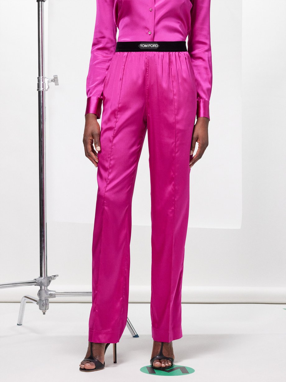 Wide-leg satin pants in white - Tom Ford
