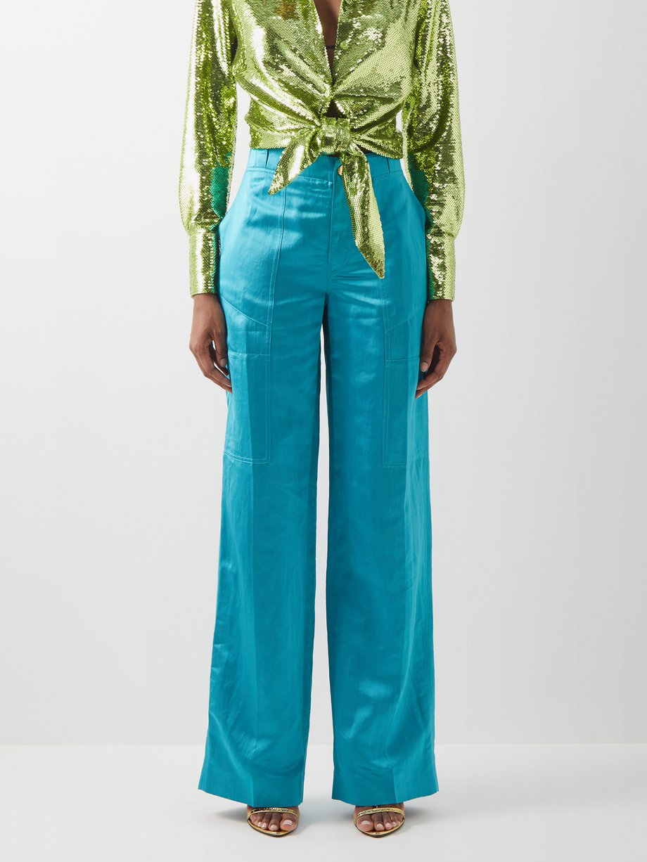 Blue Tailored lustrous trousers | Tom Ford | MATCHES UK
