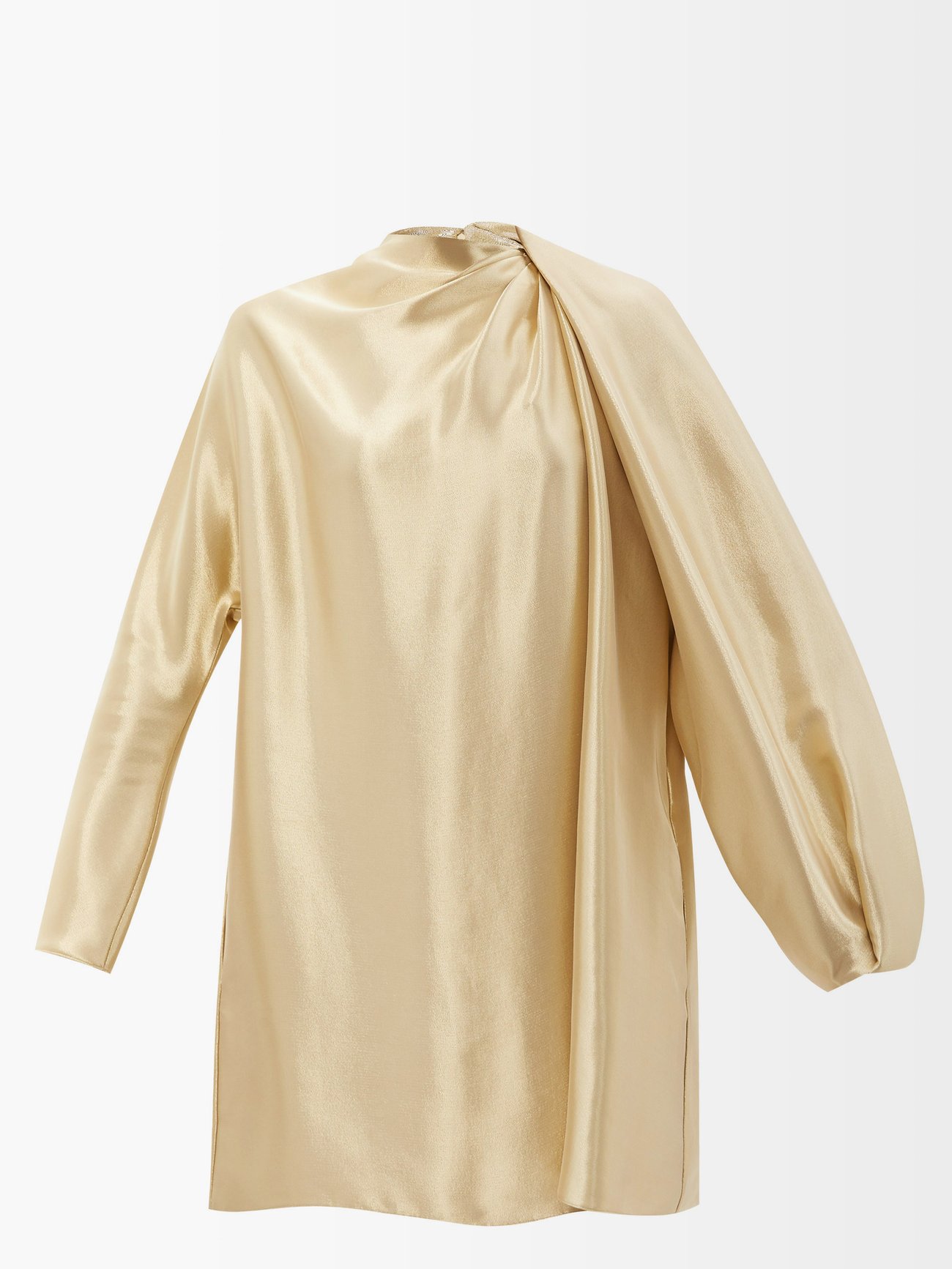 Gold Draped-neck silk-blend dress | Fendi | MATCHESFASHION US
